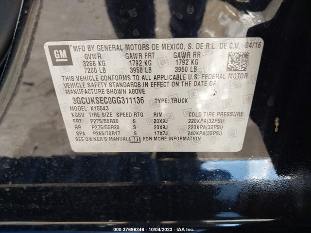 Chevrolet Silverado 1500 2lz 2016 3GCUKSEC0GG311136 Image 9