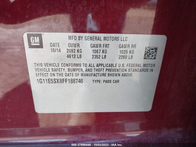 Chevrolet MALIBU LT 2015 1G11E5SX8FF188746 Image 9