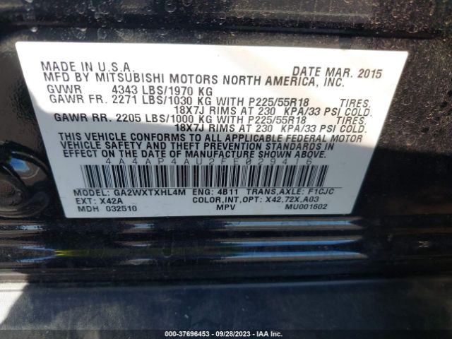4A4AP4AU2FE029416 Mitsubishi Outlander Sport Se