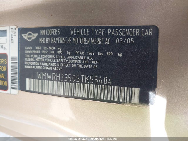 2005 MINI COOPER CONVERTIBLE WMWRH33505TK55484 Photo 8