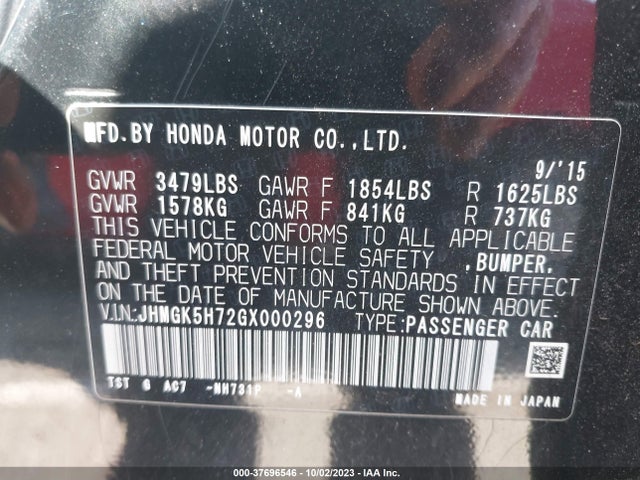 Honda l15b1 2016 JHMGK5H72GX000296 Image 22