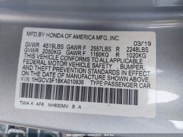 1HGCV3F18KA010936 Honda ACCORD HYBRID