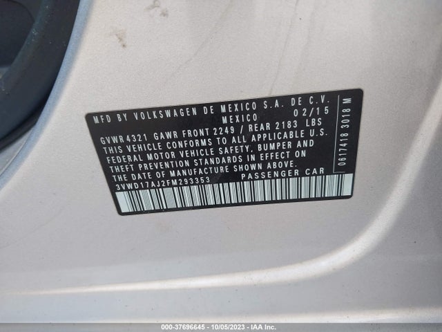 3VWD17AJ2FM293353 Volkswagen Jetta Sedan 1.8t Se