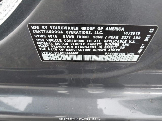 1VWBT7A3XGC009652 Volkswagen Passat 1.8t Se