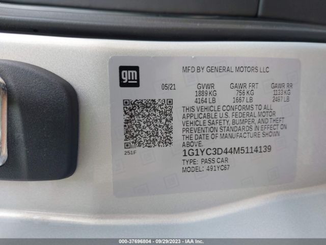 2021 CHEVROLET CORVETTE 1G1YC3D44M5114139 Photo 8