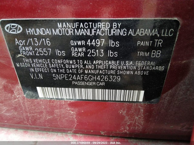 Hyundai Sonata 2.4l Se 2016 5NPE24AF6GH426329 Image 9
