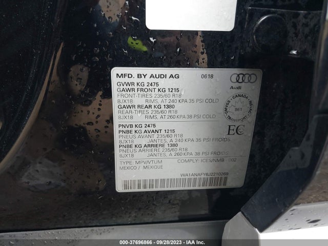 WA1ANAFY6J2210269 Audi Q5 Premium/tech Premium