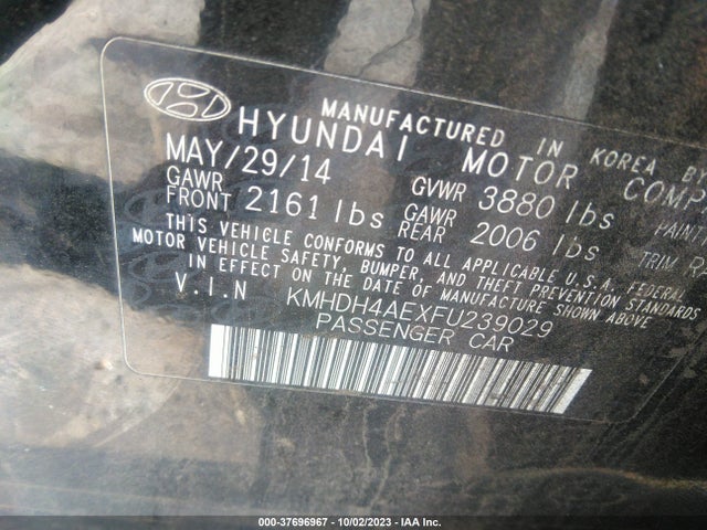 Hyundai Elantra Limited 2015 KMHDH4AEXFU239029 Image 9