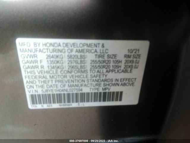 5J8YE1H04NL027594 Acura Mdx A-spec Package