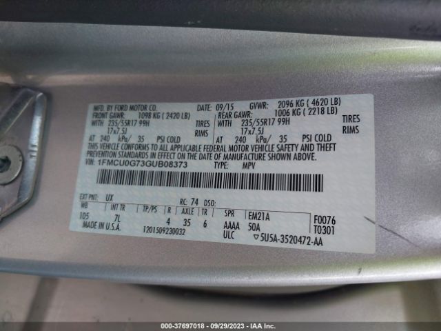 1FMCU0G73GUB08373 Ford ESCAPE SE