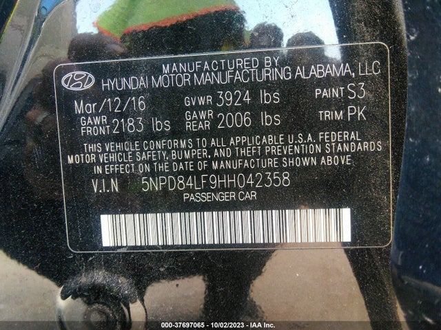 Hyundai ELANTRA SE 2017 5NPD84LF9HH042358 Image 9