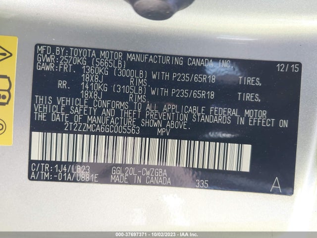 2T2ZZMCA6GC005563 Lexus RX 350