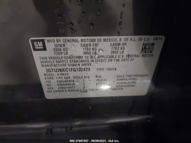 GMC Sierra 1500 Sle 2015 3GTU2UEC1FG102479 Image 9