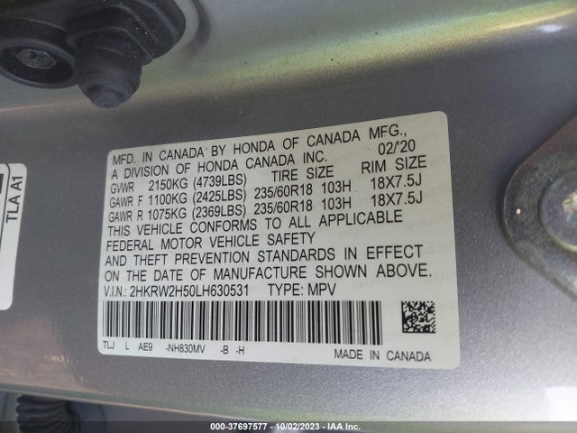 Honda CR-V EX 2020 2HKRW2H50LH630531 Image 9