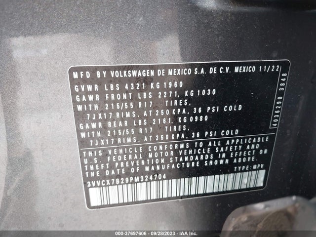 3VVCX7B29PM324704 Volkswagen TAOS S