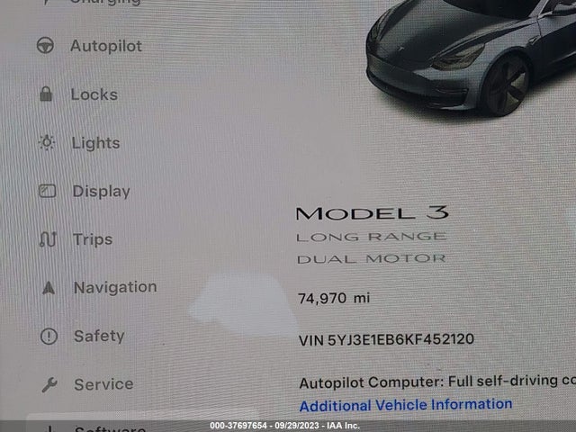 Tesla Model 3 Long Range/performance 2019 5YJ3E1EB6KF452120 Image 11