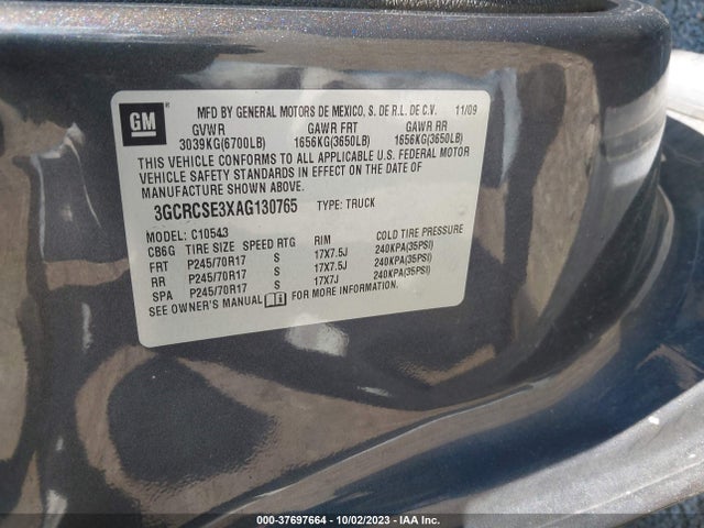 2010 CHEVROLET SILVERADO 1500 XTRA FUEL ECONOMY VIN: 3GCRCSE3XAG130765