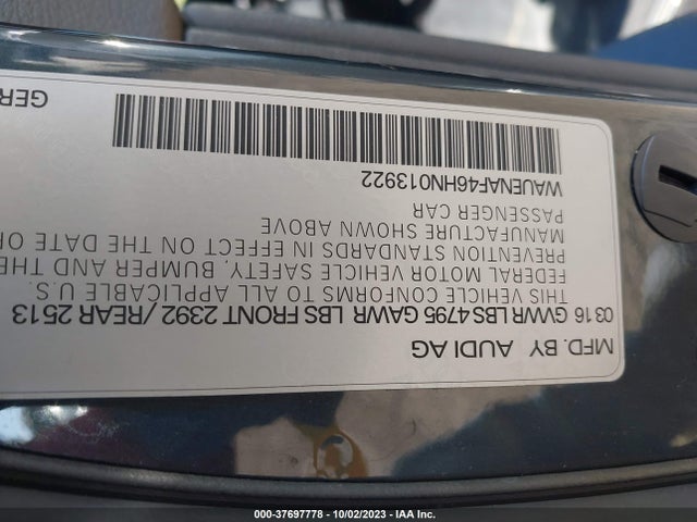 WAUENAF46HN013922 Audi A4 Premium Plus