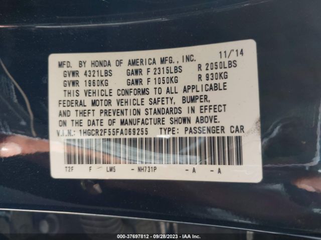 1HGCR2F55FA069255 Honda Accord Sedan Sport
