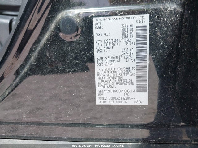 Nissan ROGUE S 2015 5N1AT2ML1FC848614 Image 9
