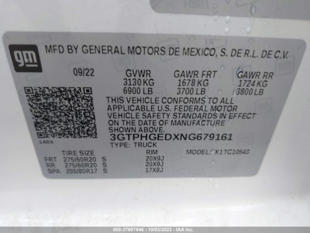 3GTPHGEDXNG679161 GMC Sierra 1500 Denali