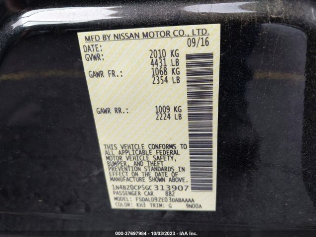 1N4BZ0CP5GC313907 Nissan LEAF SV