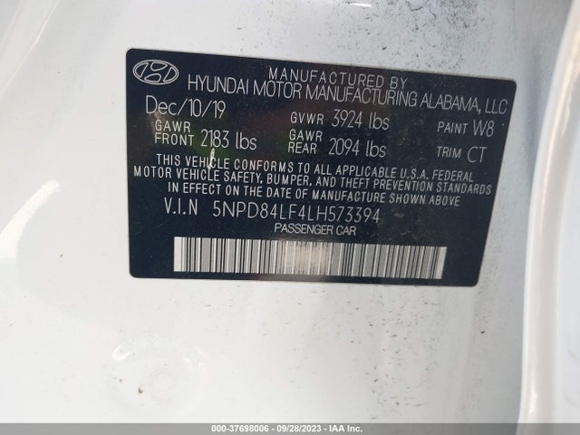 Hyundai ELANTRA SEL 2020 5NPD84LF4LH573394 Image 9