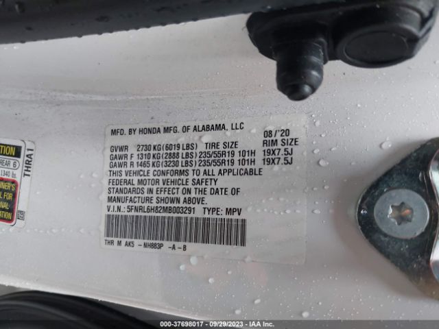 5FNRL6H82MB003291 Honda Odyssey Touring