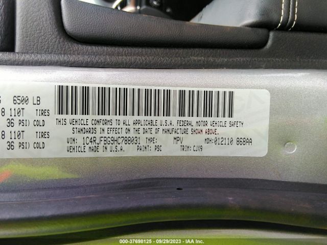 1C4RJFBG9HC788031 Jeep Grand Cherokee Limited