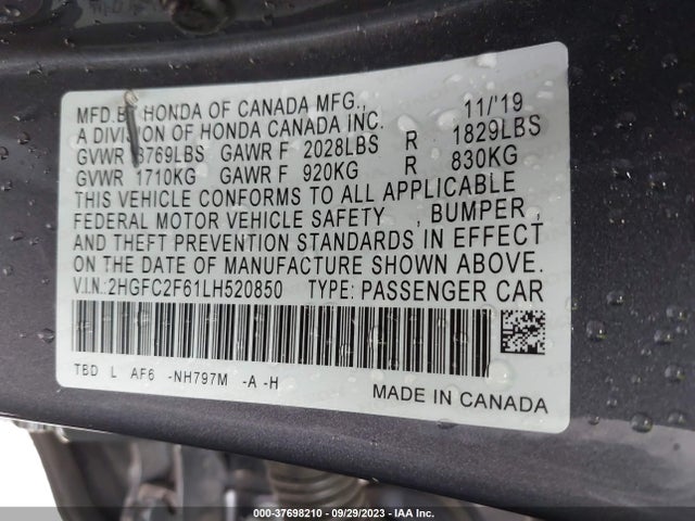 Honda Civic Sedan Lx 2020 2HGFC2F61LH520850 Image 9