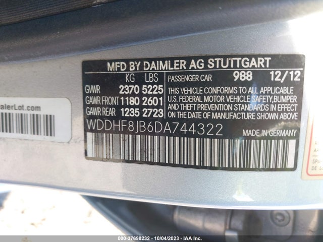 Продаж на аукціоні авто 2013 Mercedes-benz E-class E 350, vin: WDDHF8JB6DA744322, номер лоту: 37698232