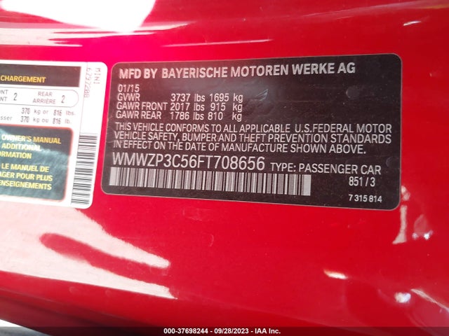 2015 MINI CONVERTIBLE WMWZP3C56FT708656 Photo 8