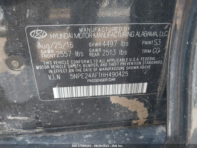 Hyundai Sonata 2.4l 2017 5NPE24AF1HH490425 Image 9