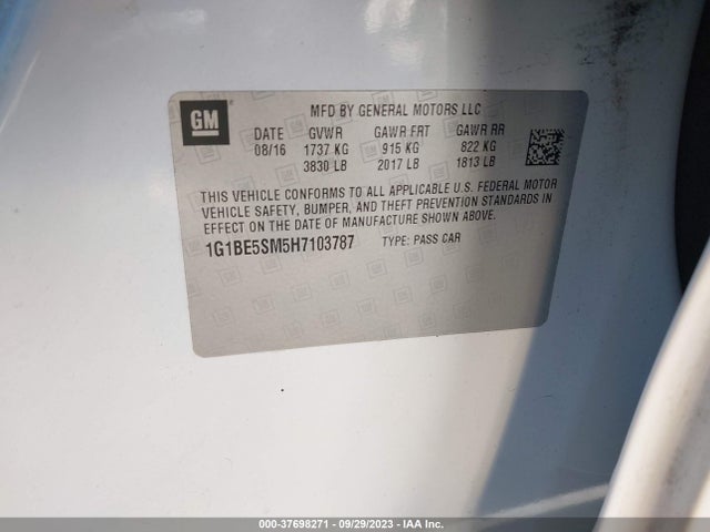 Chevrolet CRUZE LT 2017 1G1BE5SM5H7103787 Image 9