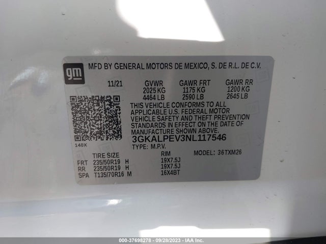 3GKALPEV3NL117546 GMC Terrain Fwd Slt