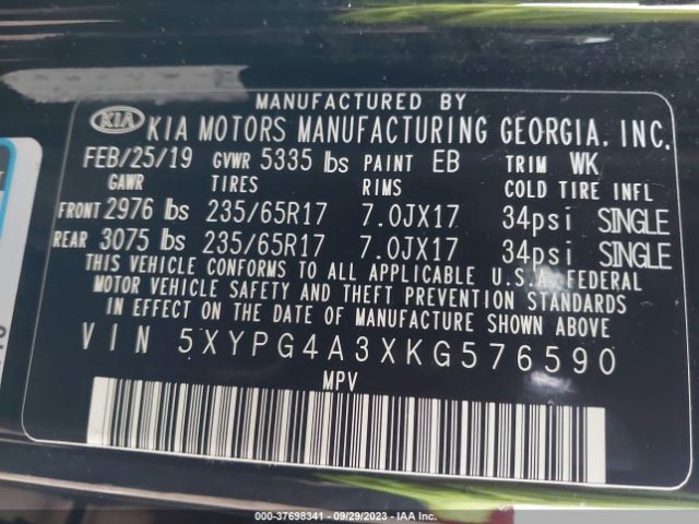 5XYPG4A3XKG576590 KIA SORENTO LX