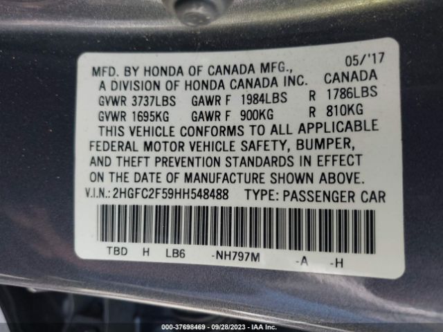 2HGFC2F59HH548488 Honda Civic Sedan Lx