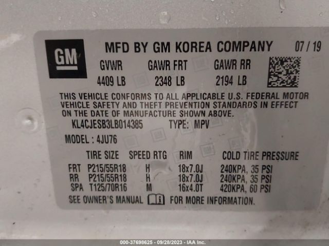 KL4CJESB3LB014385 Buick Encore Preferred