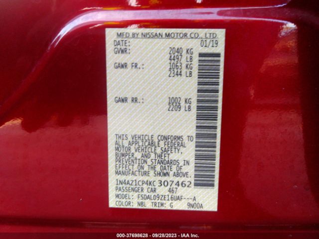 1N4AZ1CP4KC307462 Nissan LEAF SV