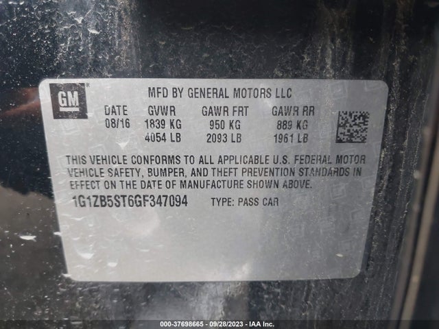 Chevrolet MALIBU LS 2016 1G1ZB5ST6GF347094 Image 9