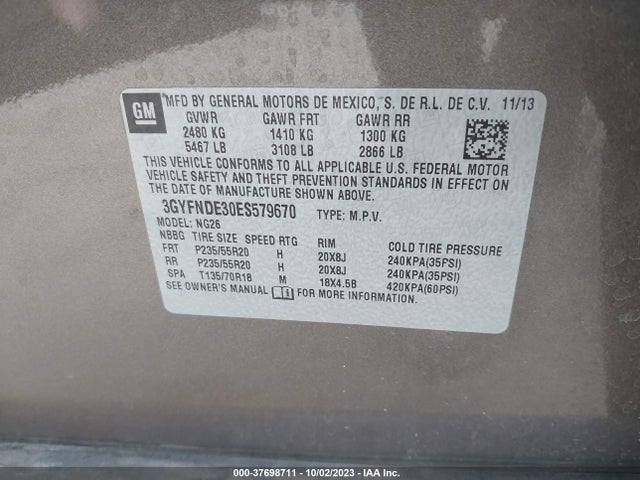 3GYFNDE30ES579670 Cadillac Srx Premium Collection