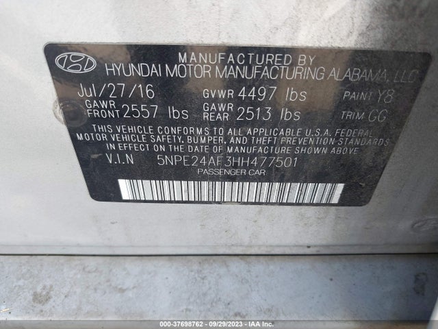 Hyundai Sonata 2017 5NPE24AF3HH477501 Image 22