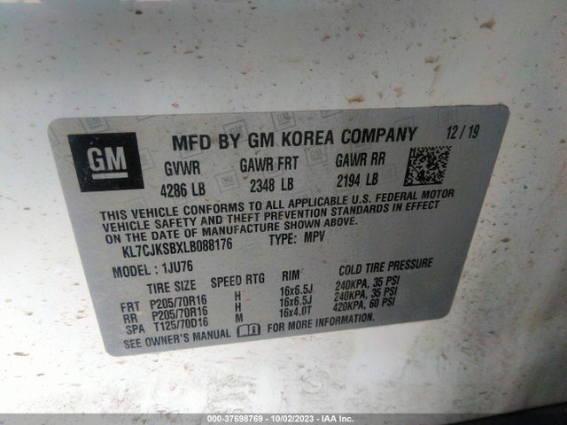 Chevrolet TRAX LS 2020 KL7CJKSBXLB088176 Image 9