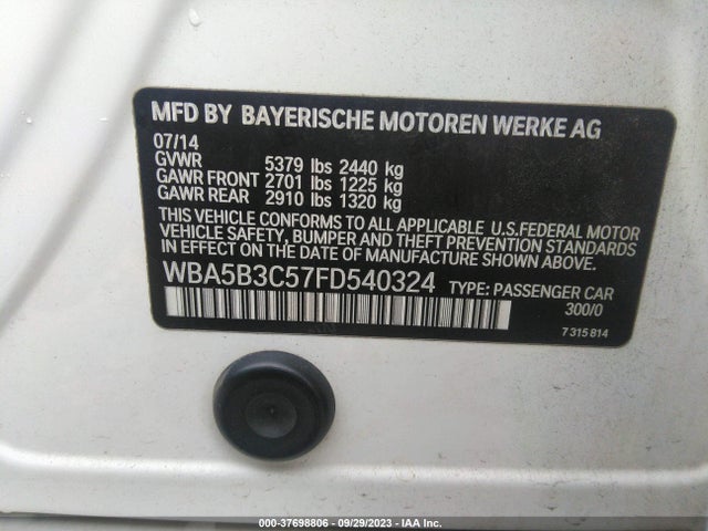 BMW 5 Series 535i Xdrive 2015 WBA5B3C57FD540324 Image 9