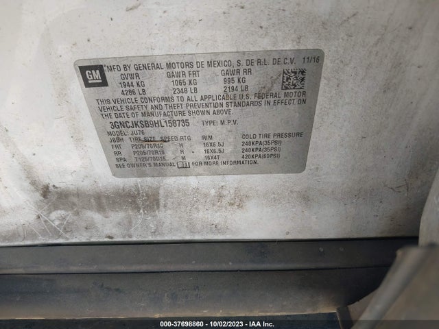 Chevrolet TRAX LS 2017 3GNCJKSB9HL158735 Image 9