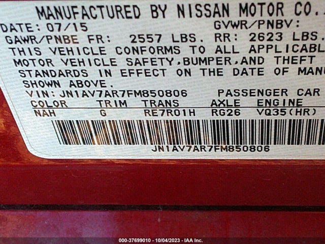 JN1AV7AR7FM850806 Infiniti Q50 HYBRID