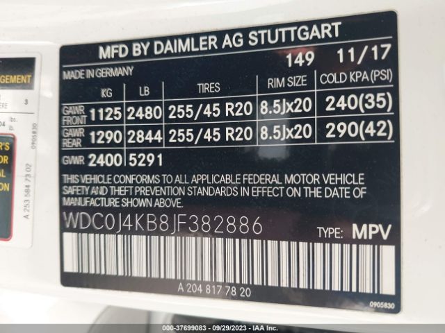 WDC0J4KB8JF382886 Mercedes-Benz Glc Glc 300