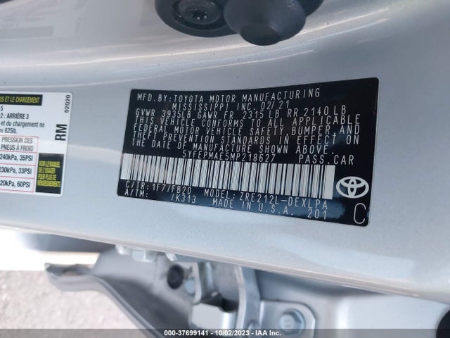 Toyota COROLLA LE 2021 5YFEPMAE5MP218627 Image 9