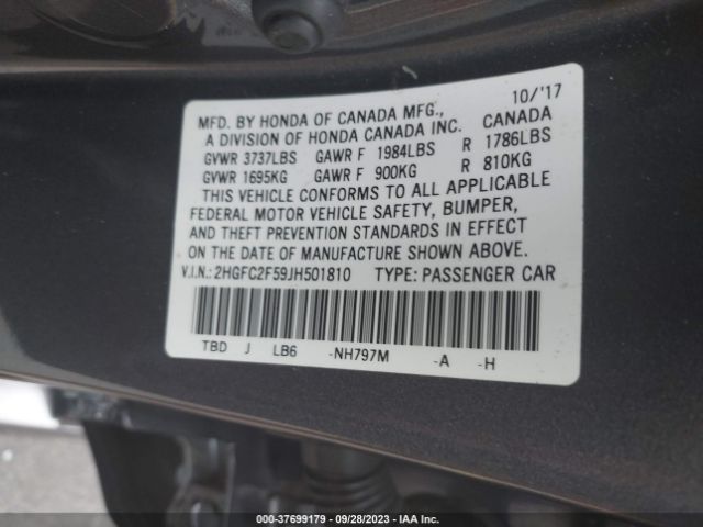 2HGFC2F59JH501810 Honda Civic Sedan Lx