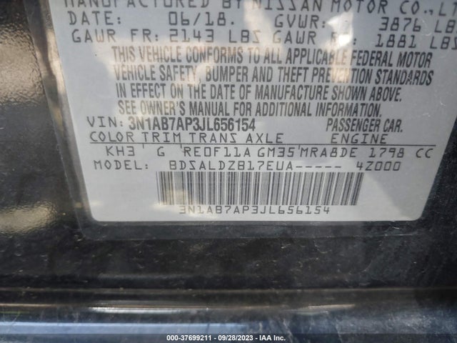 Nissan SENTRA SV 2018 3N1AB7AP3JL656154 Image 9